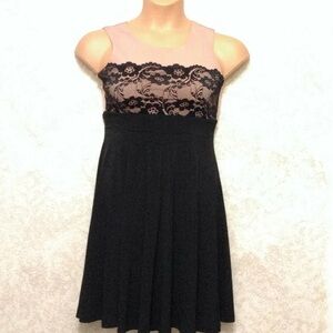 Enfocus Studio Blush Pink and Black Lace Midi Dress